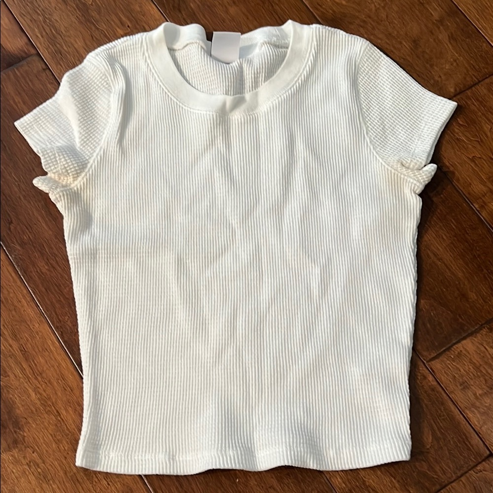 White Ribbed T-Shirt